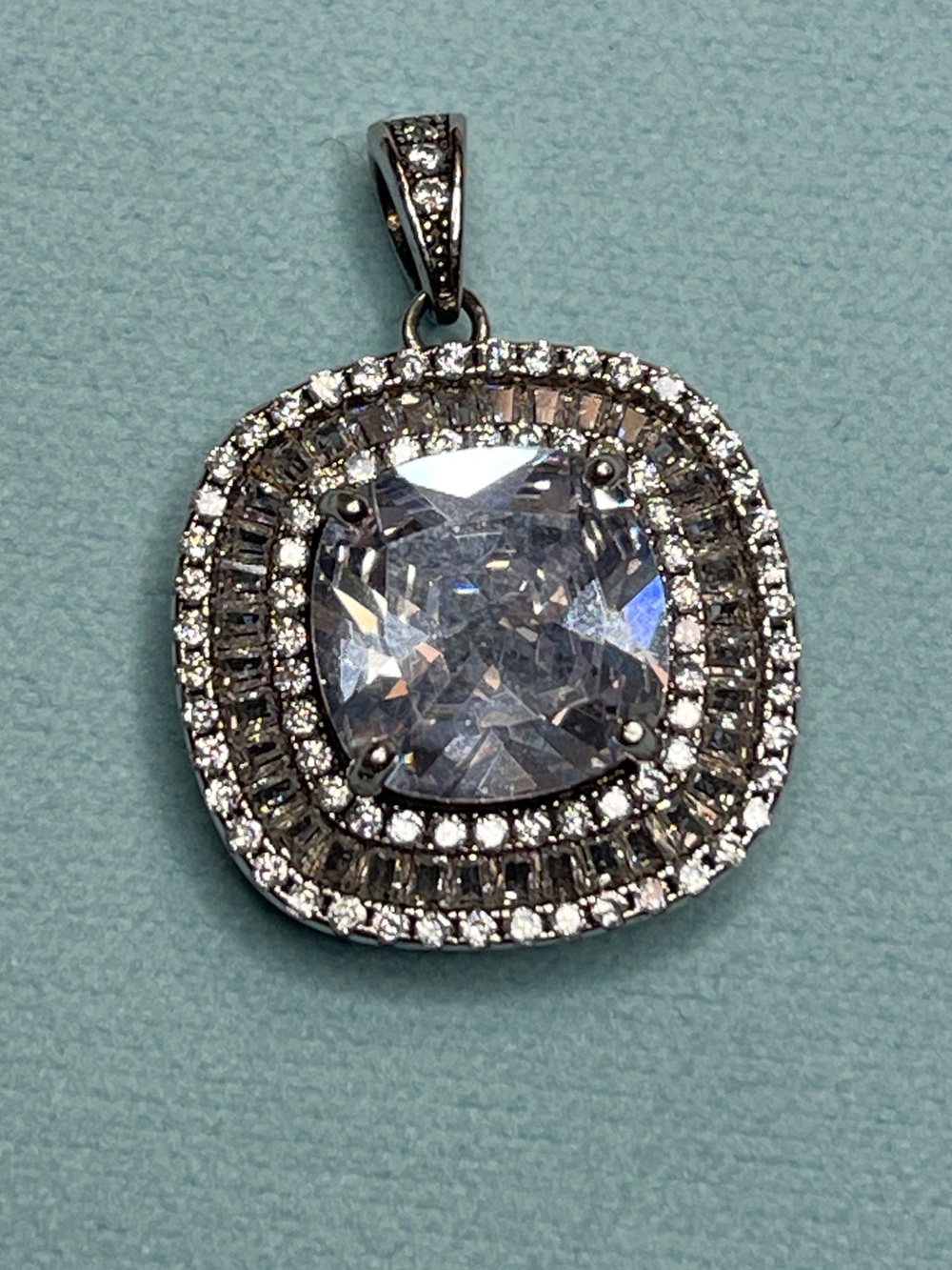 Crystal Rhinestones Pendant Sterling Silver signed EJ 925 CN